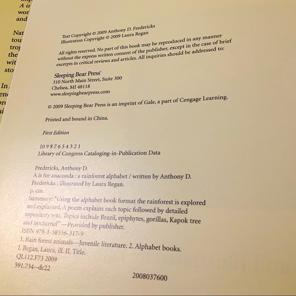 A IS FOR ANACONDA - RAINFOREST ALPHABET child’s book - Picture 9 of 9